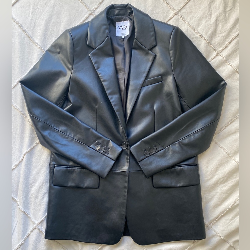 Zara Faux Leather Blazer